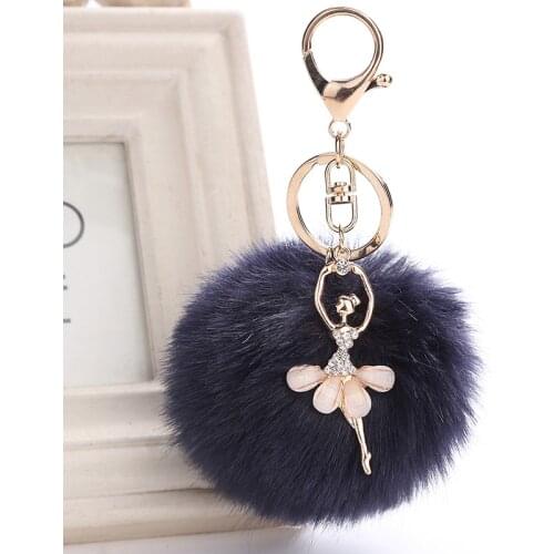 Fake Rabbit Fur Ball home Key Pompom Key hooks Pom Pom Key Ballet Angel Girl key decoration Bag hooks