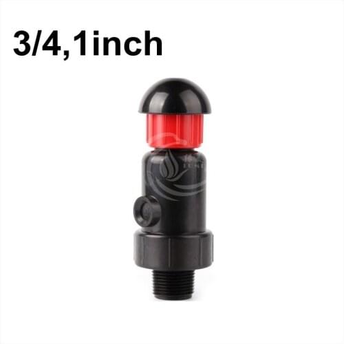 1pc 3/4"1" Irrigation Intake and Exhaust Valve Micro-Jet Automatic Vacuum Exhaust Black Plastic Valve