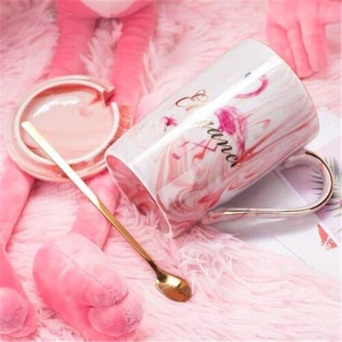 NEWYEARNEW 1piece Ceramic Milk Mug Cup Water Coffee With Spoon Drinkware Breakfast Lovers Wedding Valentine Gifts