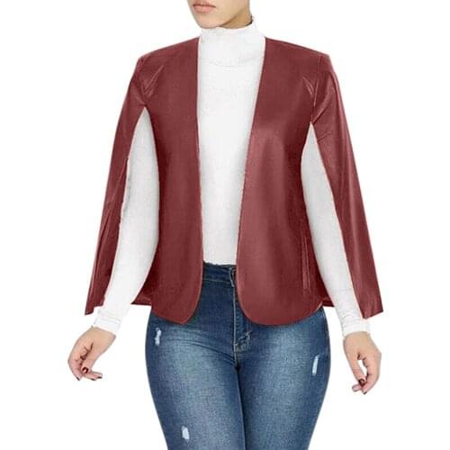2021 Summer Women Full Sleeve Solid Color Short Jacket Cloak Sexy Fashion Outfit High Street Slim PU Leather Coats Top