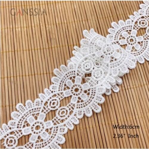 1YARD Width:6cm Flower Lace Trim Ivory White For Ribbon Cotton Scrapbooking Curtain Table Cloth Sewing Accessories(SS-2369)
