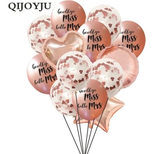 10pcs Goodbye Miss Hello Mrs Balloons Heart Confetti Balloon Wedding Decoration Bachelorette Hen Party Inflatable Helium Ballon