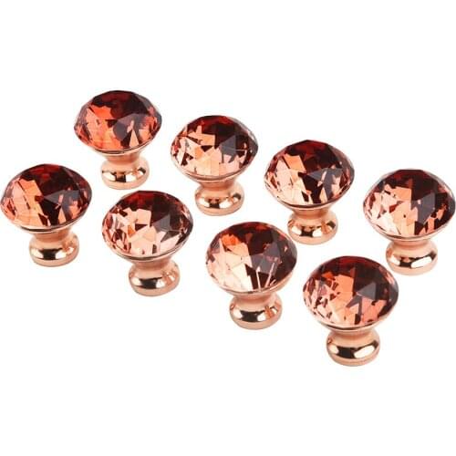 12 Crystal Glass Door Knobs Diamond Drawer Cabinet Furniture Handle Knob Kitchen