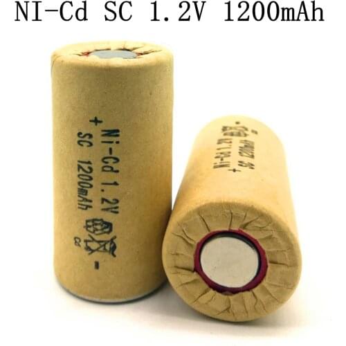 12Pcs /Lot High Quality Rechargeable Battery SC NI-Cd 1.2V 1200mAh, No Tab，For LED Fire Emergency Light Hand Drill Tool