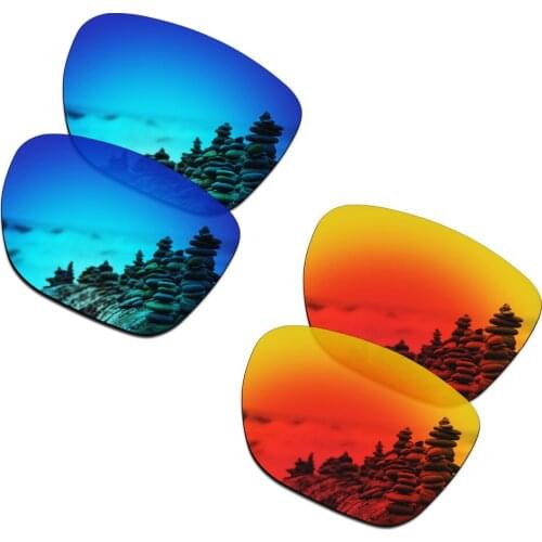 SmartVLT 2 Pairs Polarized Sunglasses Replacement Lenses for Oakley Crossrange XL Ice Blue and Fire Red