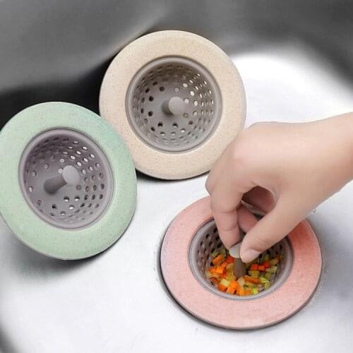 2PCS Silicone Sink Strainer Wheat Straw Waste Plug Sink Filter Waste Collector Colanders Strainers Kitchen Bathroom Accessories