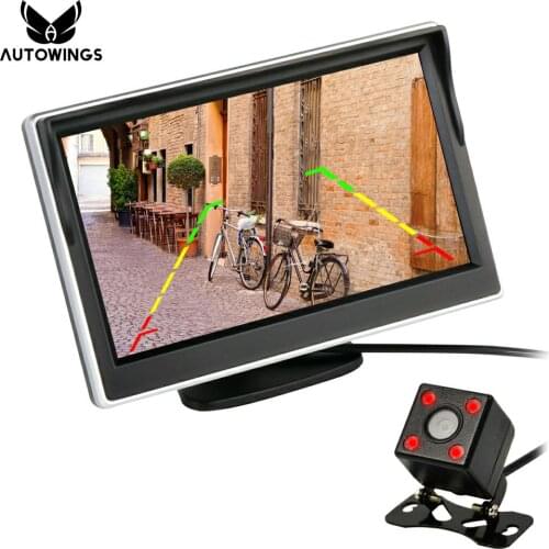 2 in 1 5 Inch 800*480 TFT LCD Car Monitor with Infra-red Car Rear View Backup Camera Display 2 Ways Video Input 16:9 Screen