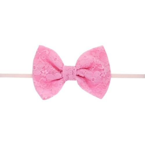 30 pcs/lot , 11*8 cm Hot sale Childrens lace bow headband Solid lace bow with nylon headband