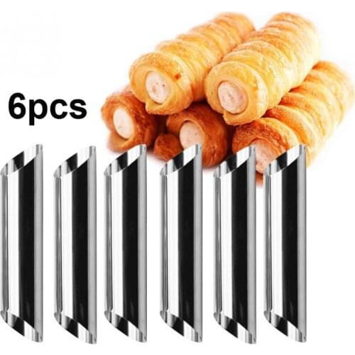 6pcs Cannoli Forms Cake Horn Mold Stainless Steel Cannoli Tubes shells Cream Horn Mould Pastry Baking Mold