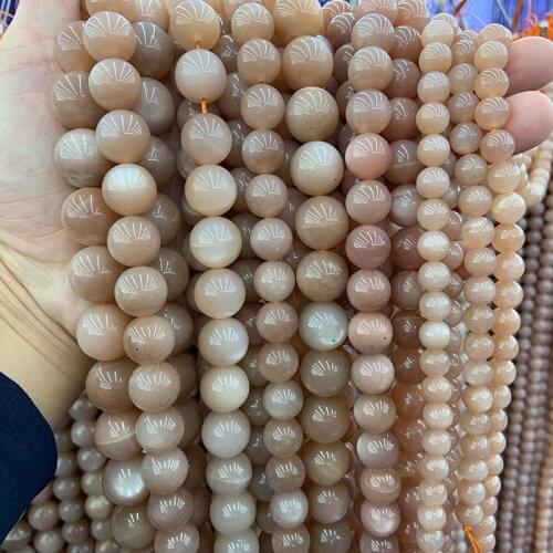 8-16mm Natural Orange Sunstone Beads 15'' Round DIY Loose Stone Beads For Jewelry Making Beads Women Bracelet Necklace Gift