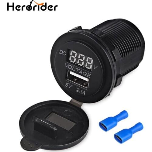 24V Dual USB Car Charger Power Outlet Socket for Car Boat Motorcycle SUV ATV Tractor LED Digital Voltmeter 12V