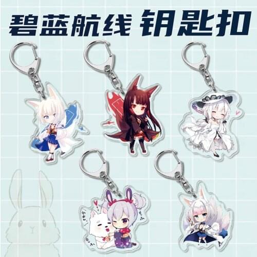 Anime Azur Lane Cosplay Acrylic Keychain Toy Azur Lane Figures Keyring Double-sided Key Chain Pendant Gift