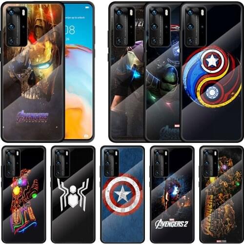 Tempered Glass Cover Marvel Infinity Gauntlet Logo For Huawei P40 P30 P20 P10 Pro Plus Lite 5G 2019 Phone Case