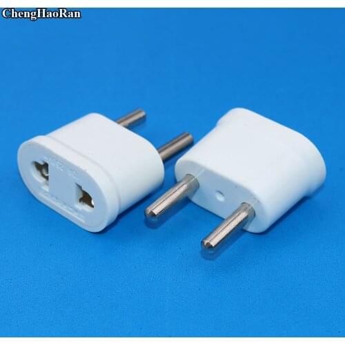 ChengHaoRan US USA to EU EURO Europe 4.8MM Pins Travel Power Plug Adapter Charger Converter for USA converter White Coloe