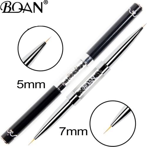 BQAN Black Double Head Crystal Handle 5/7/9/11/13/15mm Drawing Brush Liner Brush Painting Pen Gel Polish Crystal Nail Art