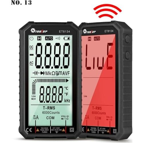TOOLTOP ET8134 Digital Multimeter 4.7In LCD DC/AC Current Voltage Measurement Capacitance Resistance Measuring Meter NCV Tester