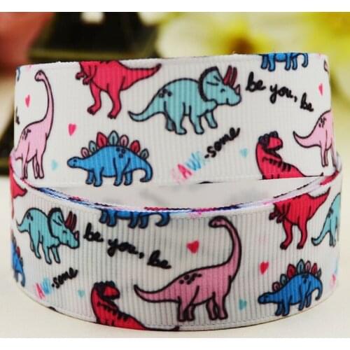 22mm 25mm 38mm 75mm Dinosaurs Cartoon pattern printed Grosgrain Ribbon party decoration 10 Yards X-04107