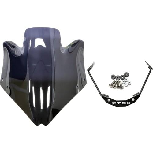Motorcycle Windscreen Windshield Deflector with Bracket for Kawasaki Z750 Z 750 Z750R 2007-2012