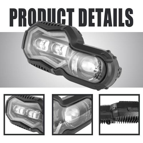 E-mark Motorcycle LED Headlight Assembly Gurad Cover for BMW F800GS ADV F650GS F700GS F800R 2006-2018 Head Light Lamp Headlamp