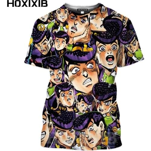 HOXIXIB Anime Tshirt Women Men Tops 3D Printing Game JoJo Bizarre Adventure T Shirt Higashikata Josuke Novelty Unisex Streetwear