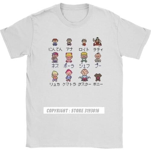 Mens T-Shirts Mother EarthBound Protagonist Cotton Tees RPG Ness Lucas Giygas Video Game Mens Extended Tshirt Overiszed