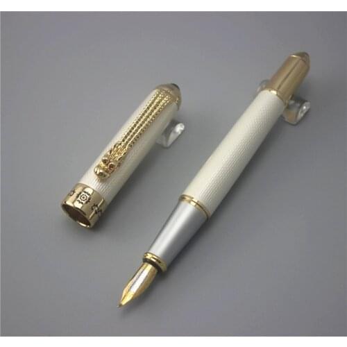 Jinhao 1000 Luxury High Quality Leader Pens White & Golden with Dragon Clip Metal Ink Pen