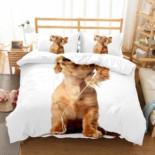 Cute Dog Pets Bedding Set Animal Dogs Duvet Cover Bedclothe For Kids Adult Pillowcase Quilt Comforter Cover Lovely Home Decor