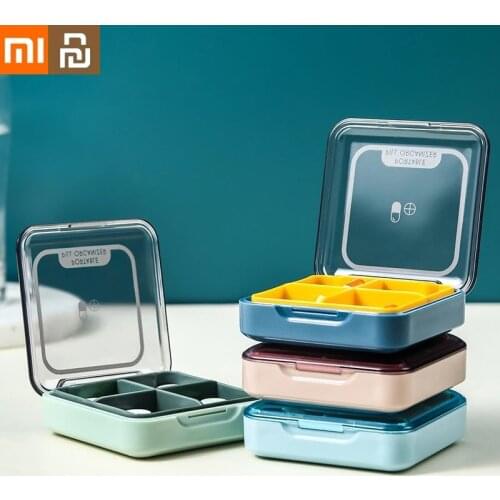 Xiaomi Youpin 4 Grid Waterproof Medicine Pill Box For Storage Travel Pill Case Vitamins Container Plastic Box Capsules Organizer