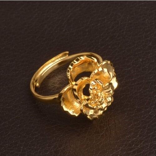 Beautiful Flower Ring for Women and Wedding Gifts Gold Color Ring Free Size Jewelry Gifts #J0448