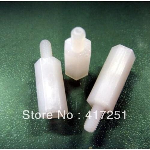 Lot50 Metric M3*12+6mm Hexagon Nylon Threaded Spacers