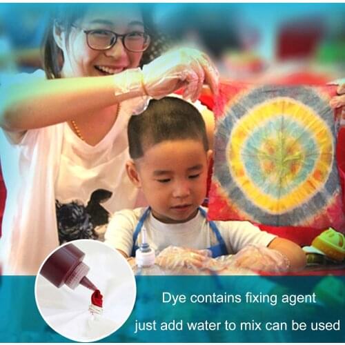 5 Colors Tie Dye Paint Kits with Rubber Bands Gloves Tablecloth for Kids Adults DIY Clothes Shoes Family Groups Party Supplies