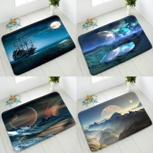 Natural Landscape Non-Slip Bath Mats Ocean Boat Bathroom Floor Mat Bedroom Kitchen Doormat Absorbent Carpet Washable Foot Pads