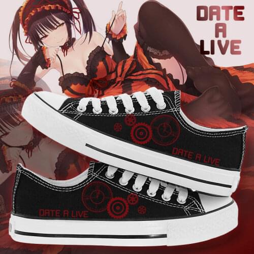2021 New Arrival Anime Date A Live Tokisaki Kurumi Tobiichi Origami Yatogami Tohka Cosplay Student Canvas Casual Sport Shoes