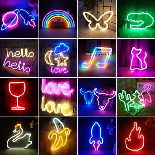 Wholesale LED Neon Sign Night Light Wall Hanging Neon Lamp for Kids Room Home Bedroom Party Bar Wedding Decor Christmas Gift