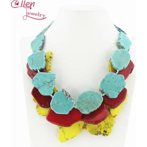 Handmade Multicolor Jewelry Necklace 3 Rows Necklace Beads Necklace Party Necklace Wedding Gift HD1232