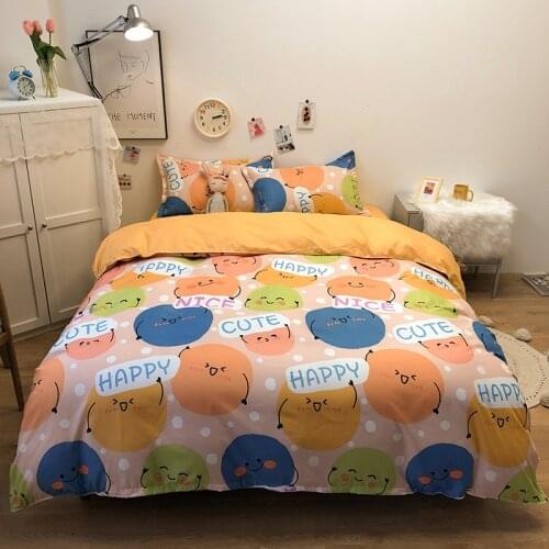 Cartoon Fruit Pattern Duvet Cover150x200 Pillowcase 3Pcs,210x210 Quilt Cover, Double Queen King Size