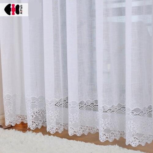 Luxury Jacquard White Curtains for Bedroom Hollow Lace Bottom Delicate Elegant French Window Drapes JS56C