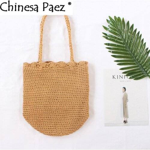 Large Capacity Net Shopping Bags Cotton Rope Shoulder Bags Weave Knitting Handbag Hollow Out Summer Beach Bags Cheap Straw Bags