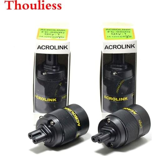 Thouliess HIFI Gold Rhodium Plated Figure 8 C7 Power Plug Audio Speaker Electrical AC Power Cord IEC Plug Socket Connector