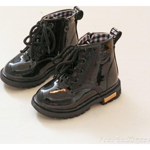 Size21-36 Children Girls Martin Boots PU Leather Waterproof Boots Winter Kids Snow Boots Girls Rubber Boots