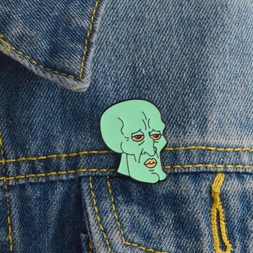 Squidward Cartoon Anime Enamel Pins Icons Brooch Pinback button Denim Jeans Lapel Pin Badge Cartoon Jewelry Gift for Kids Friend