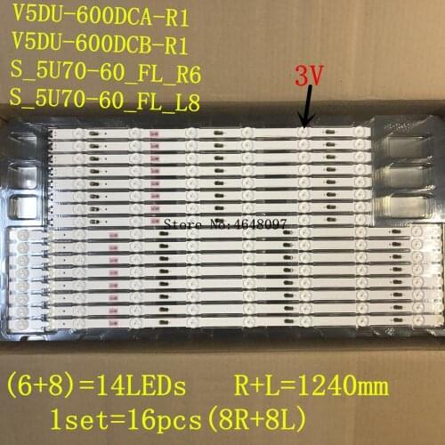 LED Backlight strip 14 lamp For Samsung 60"TV UN60JU7100 S_5U70-60_FL_R6 L8 LM41-00120X 00120Y V5DU-600DCA-R1 600DCB UE60JU6000