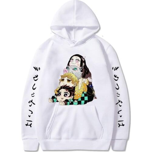 Demon Slayer Hoodies Anime Cosplay Kimetsu No Yaiba Pullovers Kawaii Sweatshirt Men Women Loose Oversized Casual Streetwear 2021