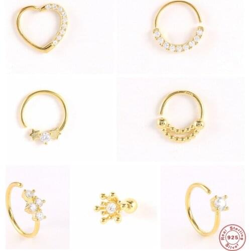 Aide 925 Sterling Silver White Zircon Cartilage Hoop Earrings For Women Girl Piercing Pendientes Ear Bone Buckle Fine Jewelry