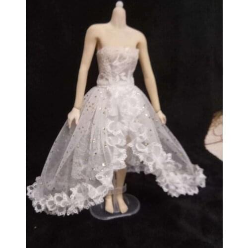 1:6 Scale Female White Evening Wedding Dress For 12" Large Bust Body