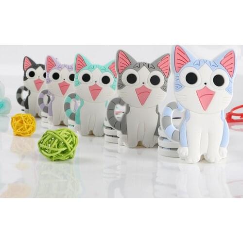 Kovict 1pcs Cat Baby Silicone Teether BPA Free Food Grade Silicone Pendants DIY Pacifier Chain Accessories Baby Molar Toys