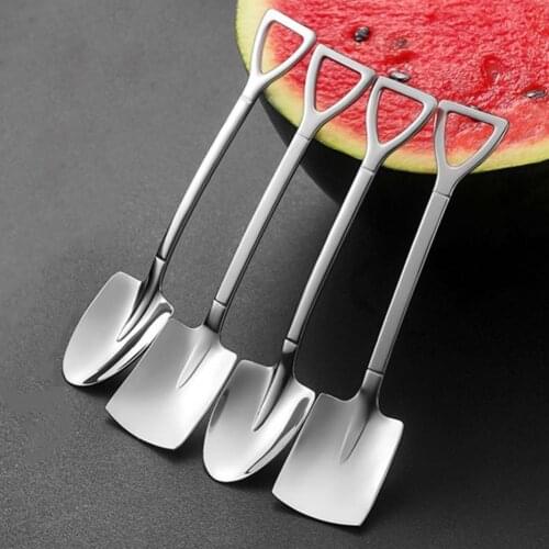 1PCS Stainless Steel Coffee Spoon Retro Shovel Spoon For Ice Cream Creative Tea-spoon Tableware Kitchen Accessories Wholesale