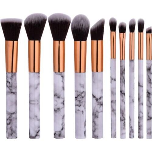 10pcs/Set Marble Pattern Handle Makeup Brushes Professional Portable Travel Cosmetic Eyeshadow Makeup Brush set
