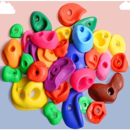 16/20/32 Pcs PE Safety Materials Multicolor Children Rock Climbing Wall Stones With Screws Kindergarten Kids Coordinate Training