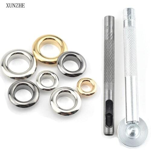 50pcs+1set tools metal antique copper rivets with grommets DIY Scrapbooking caps leather craft strap on shoes bag tag clothing